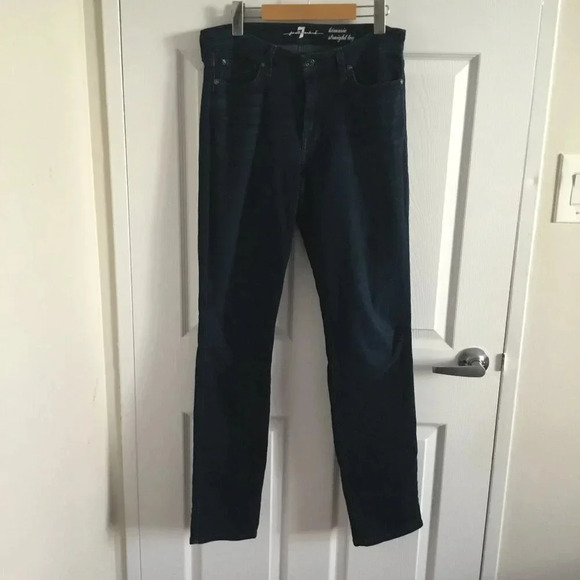 7 for all mankind kimmie straight leg dark blue jeans SZ 31 - Picture 3 of 14